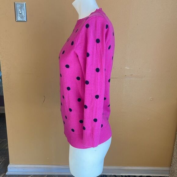 J.Crew Pink Polka Dot 100% Italian Cashmere Sweater Size S - Picture 3 of 10